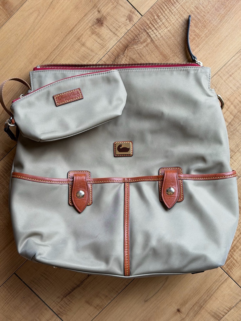 Dooney & Bourke The Wayfarer Sac Nylon Tote with Red Accent And Small Pouch